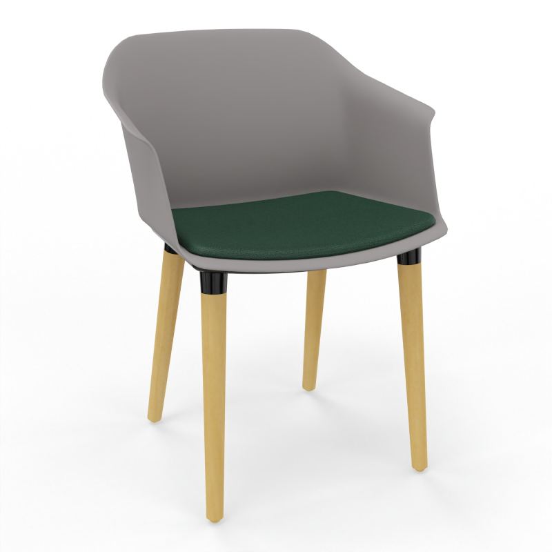 SCOTT FAUTEUIL+PLACET TISSU 4 PIEDS BOIS COQUE POLYPRO OZ XL A9