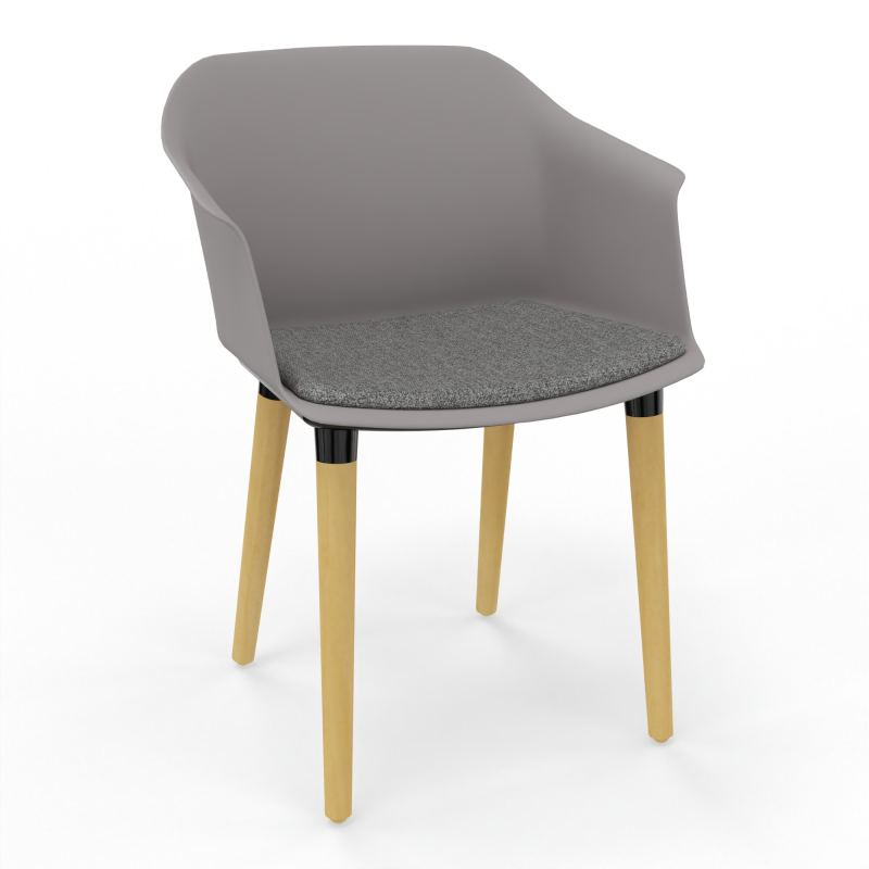 SCOTT FAUTEUIL+PLACET TISSU 4 PIEDS BOIS COQUE POLYPRO OZ XL B1
