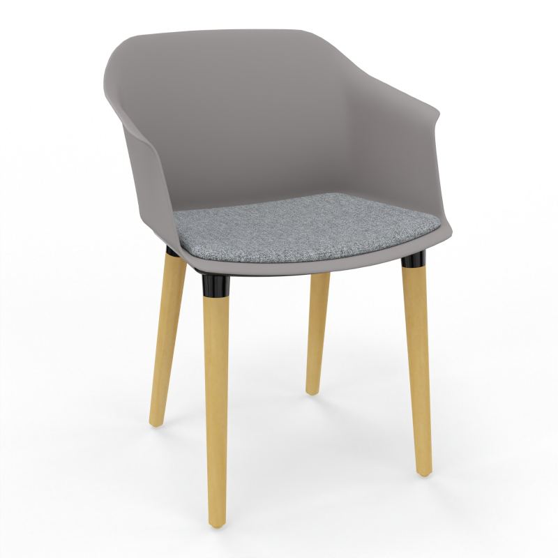 SCOTT FAUTEUIL+PLACET TISSU 4 PIEDS BOIS COQUE POLYPRO OZ XL B5