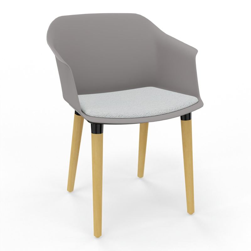 SCOTT FAUTEUIL+PLACET TISSU 4 PIEDS BOIS COQUE POLYPRO OZ XL BC
