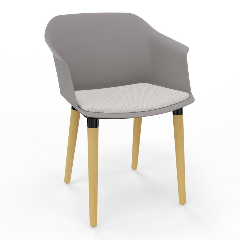 SCOTT FAUTEUIL+PLACET TISSU 4 PIEDS BOIS COQUE POLYPRO OZ XL BM