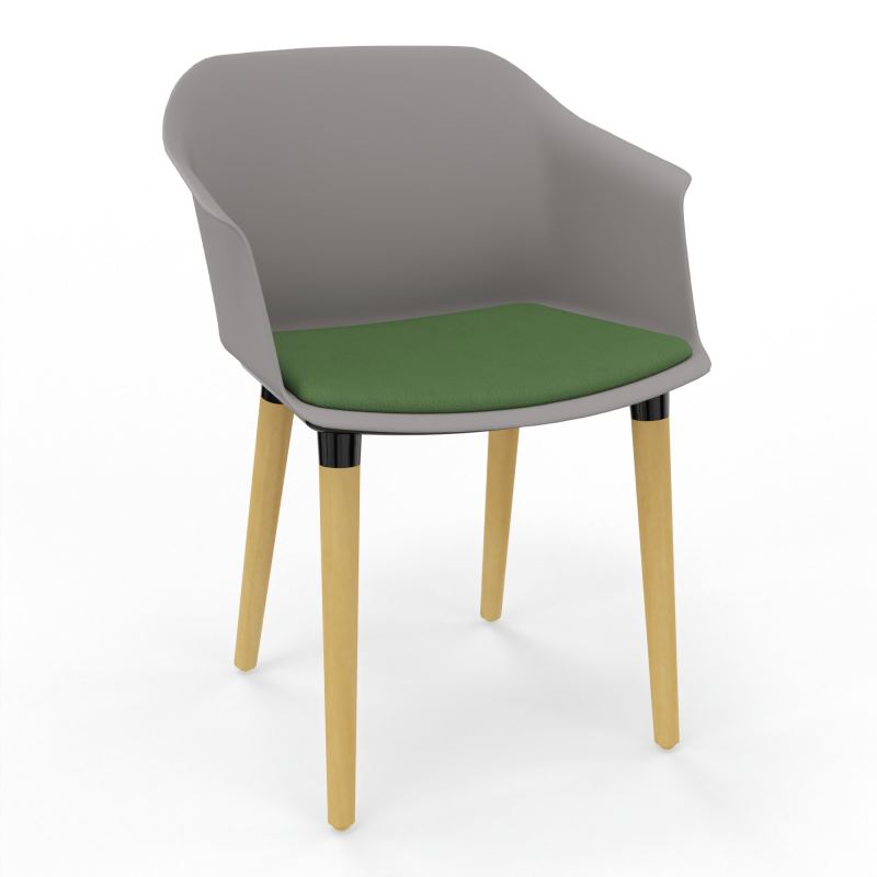 SCOTT FAUTEUIL+PLACET TISSU 4 PIEDS BOIS COQUE POLYPRO OZ XL CE