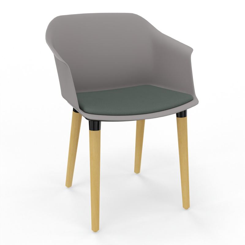 SCOTT FAUTEUIL+PLACET TISSU 4 PIEDS BOIS COQUE POLYPRO OZ XL CF