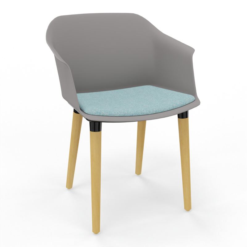 SCOTT FAUTEUIL+PLACET TISSU 4 PIEDS BOIS COQUE POLYPRO OZ XL CJ