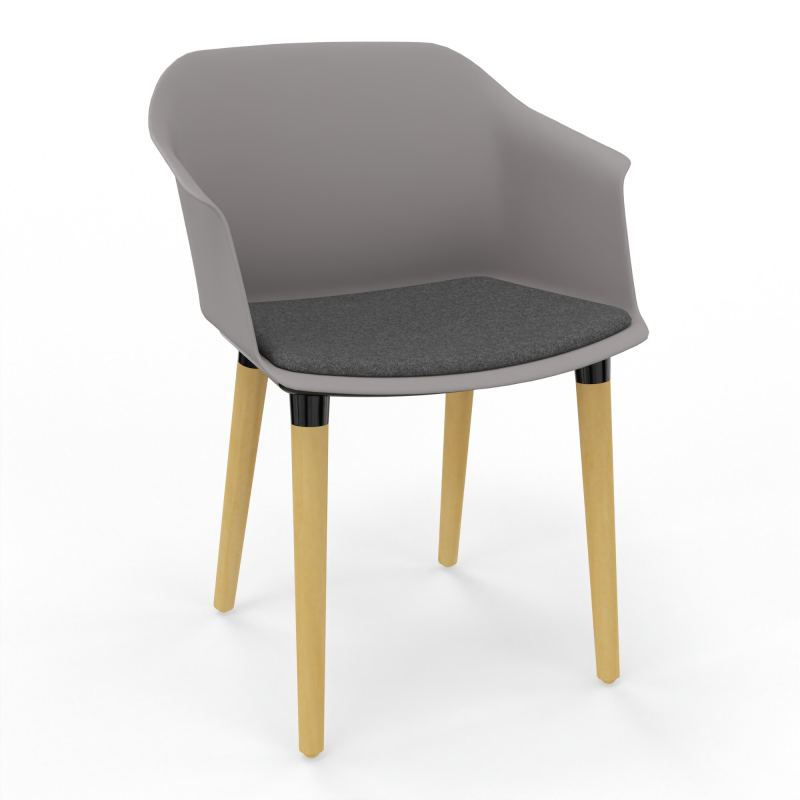 SCOTT FAUTEUIL+PLACET TISSU 4 PIEDS BOIS COQUE POLYPRO OZ XL DB