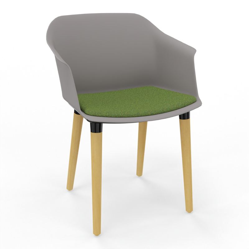 SCOTT FAUTEUIL+PLACET TISSU 4 PIEDS BOIS COQUE POLYPRO OZ XL DE