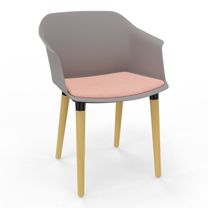 SCOTT FAUTEUIL+PLACET TISSU 4 PIEDS BOIS COQUE POLYPRO OZ XL DH