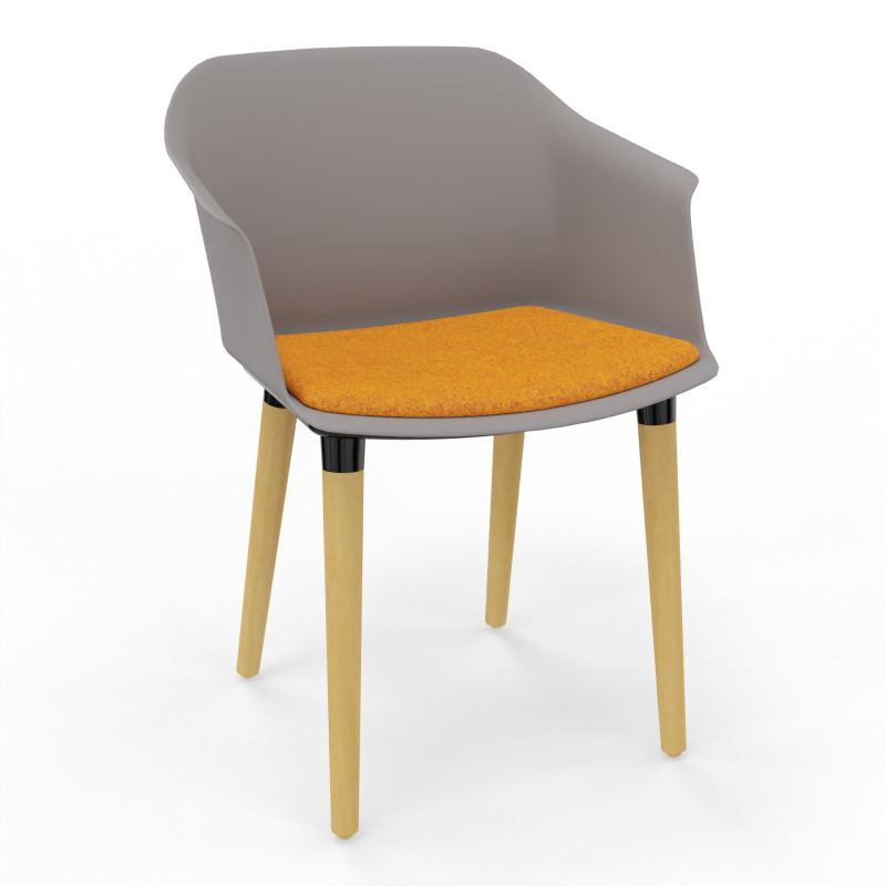 SCOTT FAUTEUIL+PLACET TISSU 4 PIEDS BOIS COQUE POLYPRO OZ XL DI