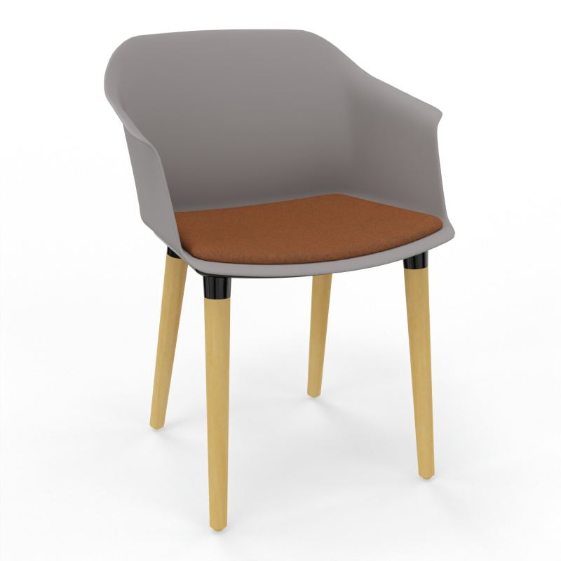 SCOTT FAUTEUIL+PLACET TISSU 4 PIEDS BOIS COQUE POLYPRO OZ XL DZ