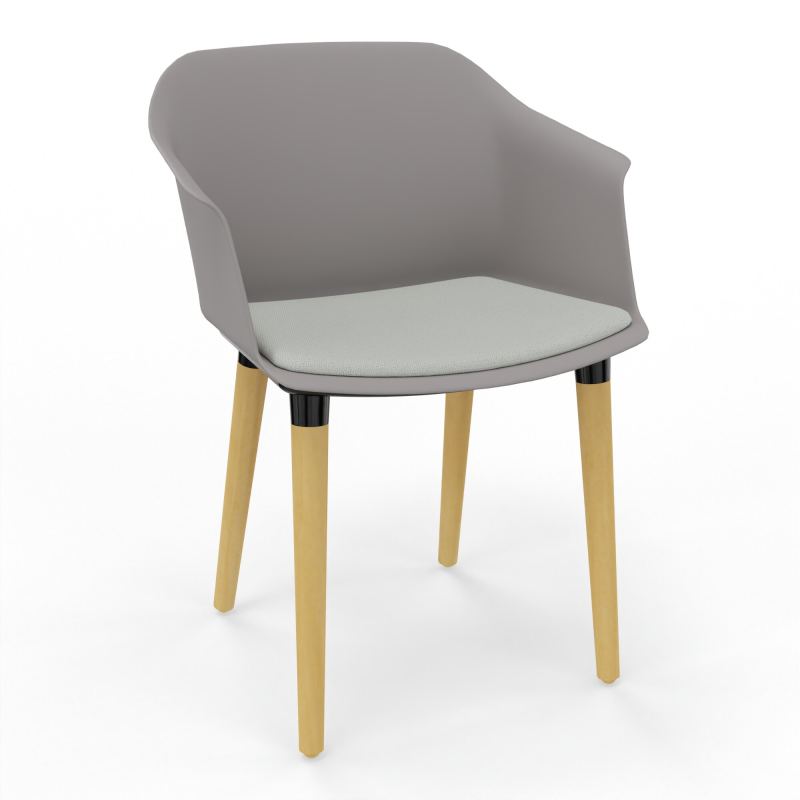 SCOTT FAUTEUIL+PLACET TISSU 4 PIEDS BOIS COQUE POLYPRO OZ XL E5