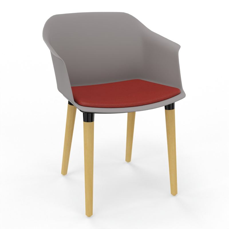 SCOTT FAUTEUIL+PLACET TISSU 4 PIEDS BOIS COQUE POLYPRO OZ XL E6