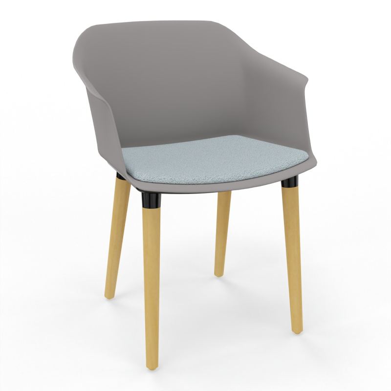 SCOTT FAUTEUIL+PLACET TISSU 4 PIEDS BOIS COQUE POLYPRO OZ XL KD