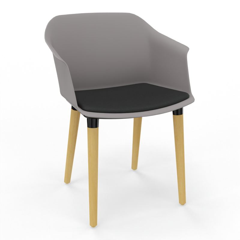 SCOTT FAUTEUIL+PLACET TISSU 4 PIEDS BOIS COQUE POLYPRO OZ XL KE