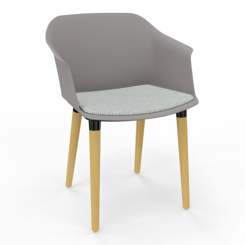 SCOTT FAUTEUIL+PLACET TISSU 4 PIEDS BOIS COQUE POLYPRO    OZ XL T8