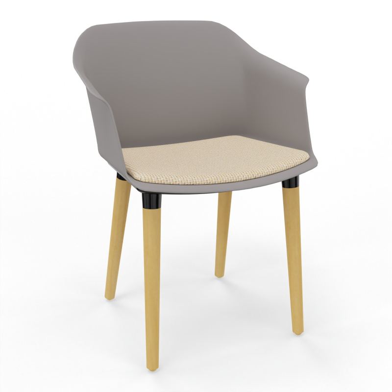 SCOTT FAUTEUIL+PLACET TISSU 4 PIEDS BOIS COQUE POLYPRO    OZ XL TL