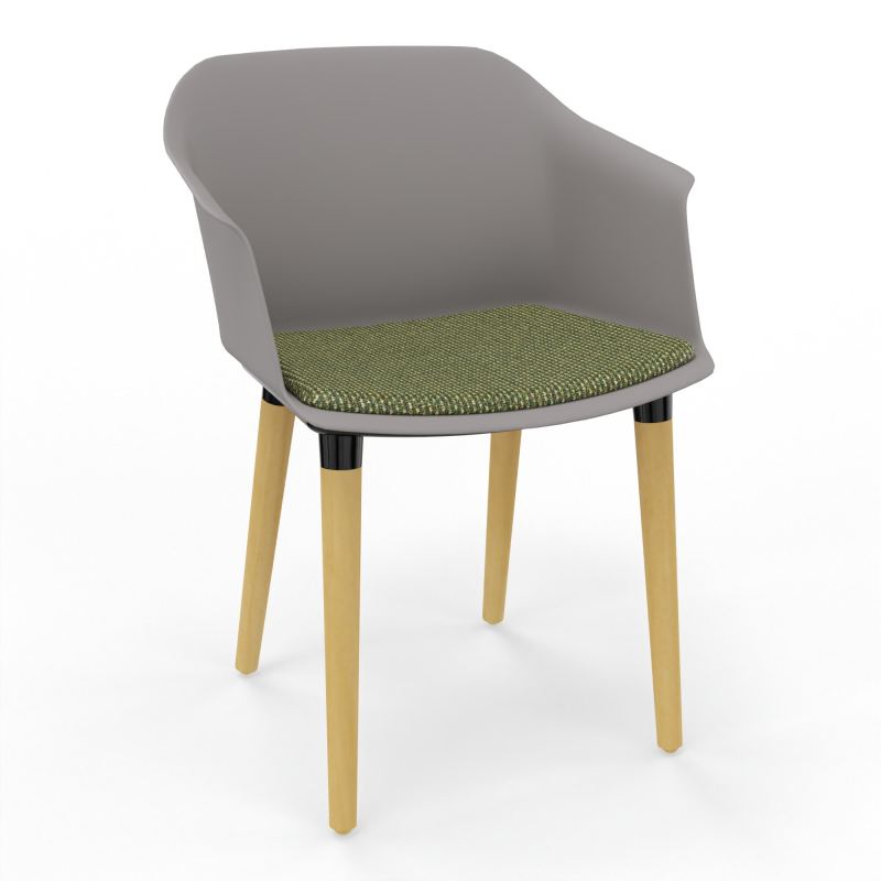 SCOTT FAUTEUIL+PLACET TISSU 4 PIEDS BOIS COQUE POLYPRO    OZ XL TU