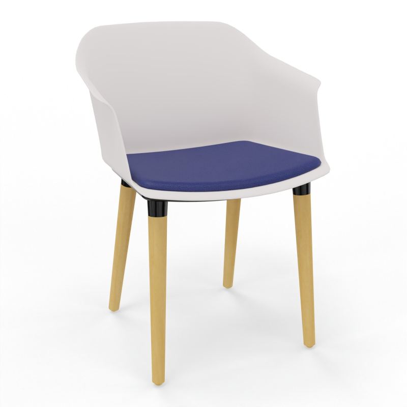 SCOTT FAUTEUIL+PLACET TISSU 4 PIEDS BOIS COQUE POLYPRO