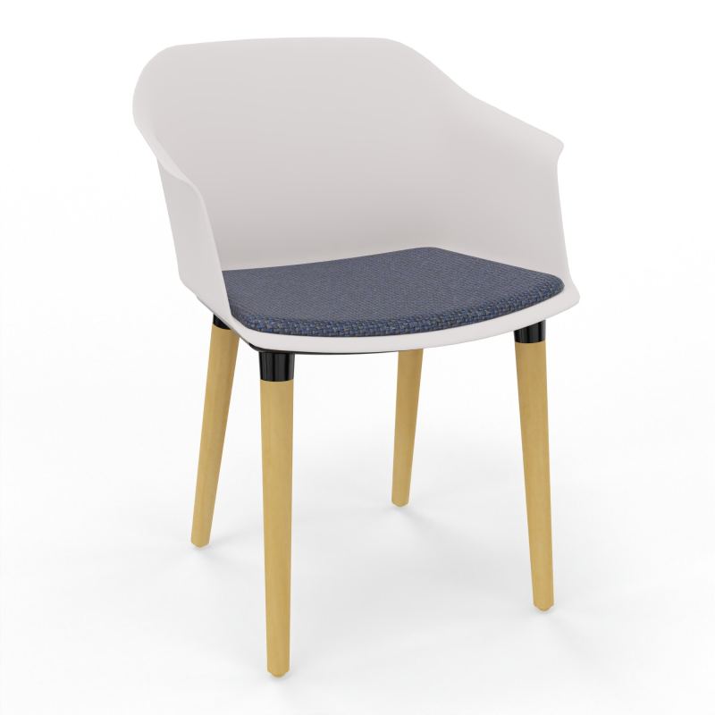 SCOTT FAUTEUIL+PLACET TISSU 4 PIEDS BOIS COQUE POLYPRO    PB XL T5