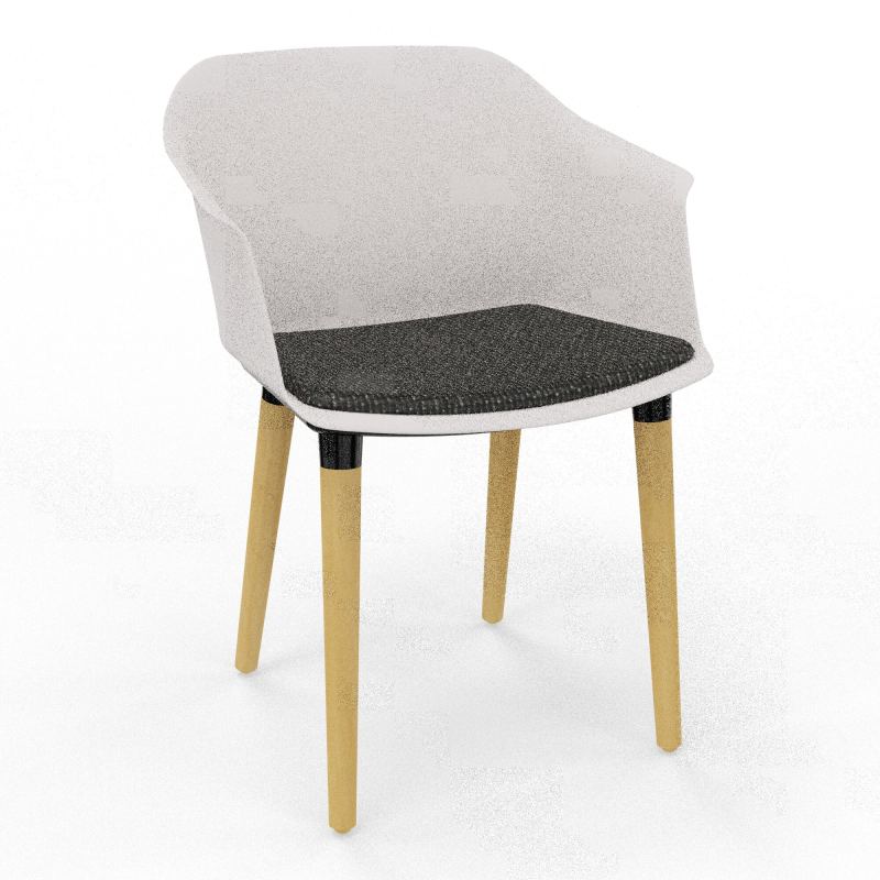 SCOTT FAUTEUIL+PLACET TISSU 4 PIEDS BOIS COQUE POLYPRO    PB XL T9