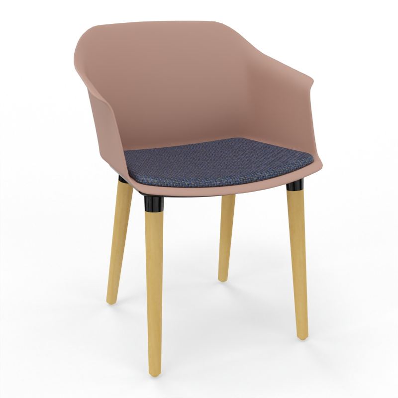 SCOTT FAUTEUIL+PLACET TISSU 4 PIEDS BOIS COQUE POLYPRO    PM XL T5