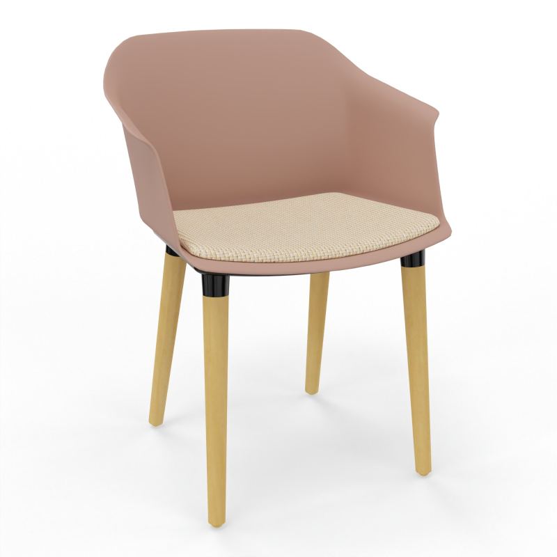 SCOTT FAUTEUIL+PLACET TISSU 4 PIEDS BOIS COQUE POLYPRO    PM XL TL