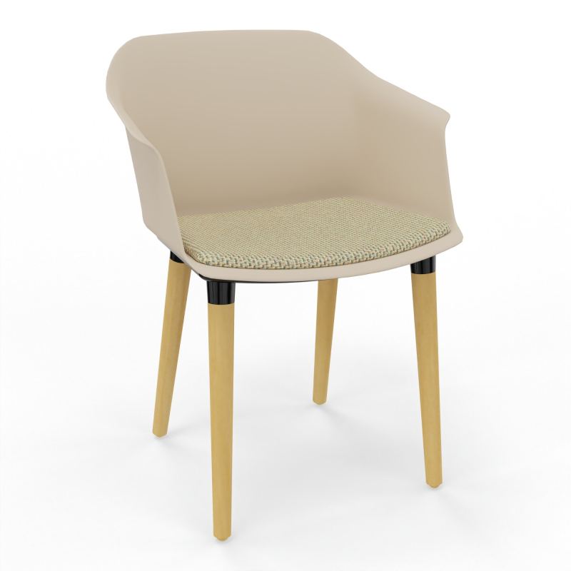 SCOTT FAUTEUIL+PLACET TISSU 4 PIEDS BOIS COQUE POLYPRO    QW XL TZ