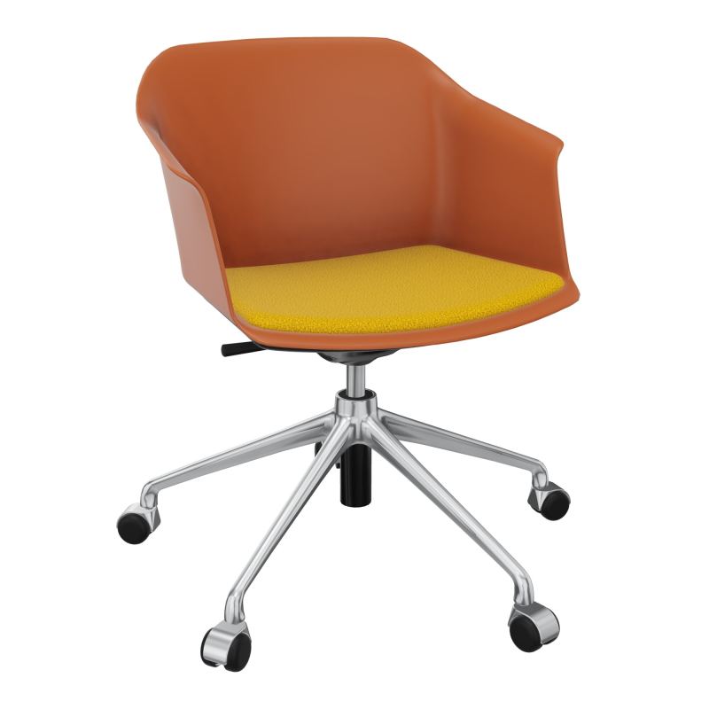 SCOTT FAUTEUIL+PLACET TISSU 5 BRANCHES ROULETTES COQUE POLYPRO O9 SQ A5