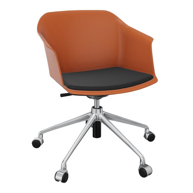 SCOTT FAUTEUIL+PLACET TISSU 5 BRANCHES ROULETTES COQUE POLYPRO O9 SQ A6