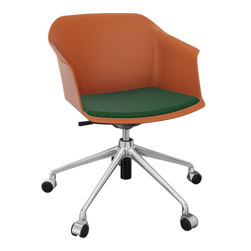 SCOTT FAUTEUIL+PLACET TISSU 5 BRANCHES ROULETTES COQUE POLYPRO O9 SQ B2