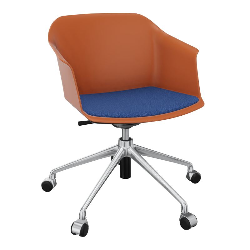 SCOTT FAUTEUIL+PLACET TISSU 5 BRANCHES ROULETTES COQUE POLYPRO O9 SQ BH