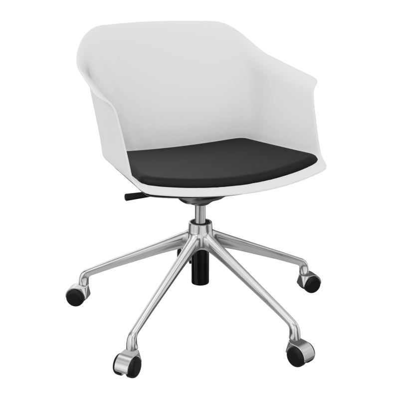 SCOTT FAUTEUIL+PLACET TISSU 5 BRANCHES ROULETTES COQUE POLYPRO O9 SQ BL