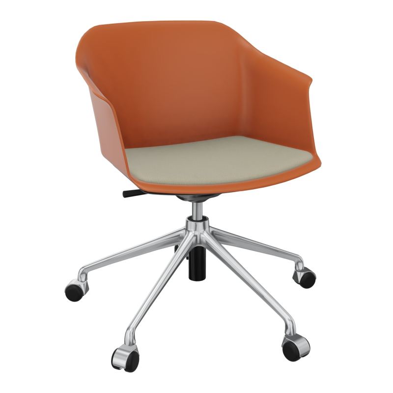 SCOTT FAUTEUIL+PLACET TISSU 5 BRANCHES ROULETTES COQUE POLYPRO O9 SQ CG