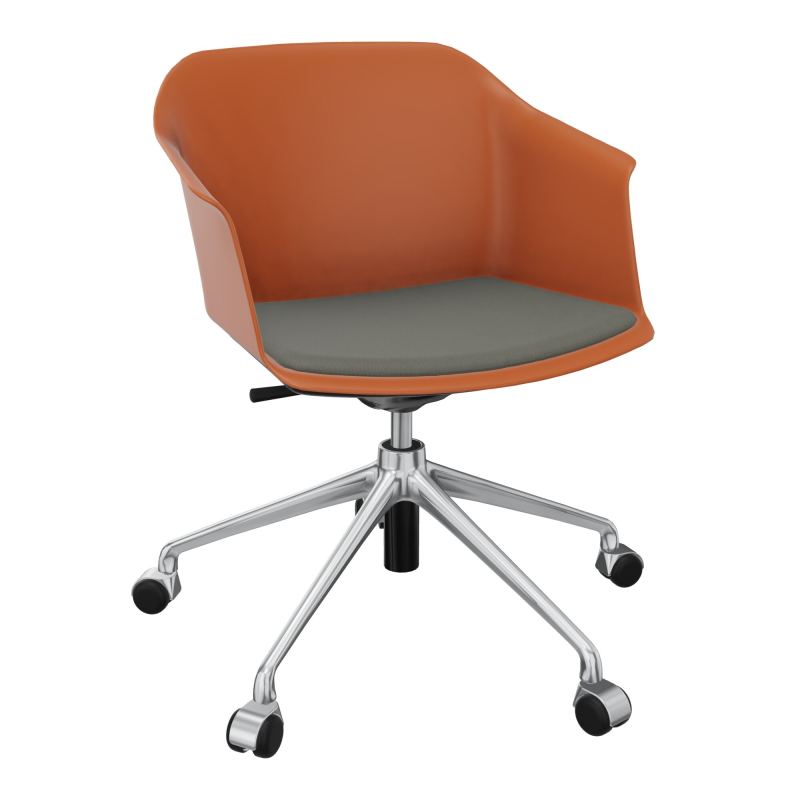SCOTT FAUTEUIL+PLACET TISSU 5 BRANCHES ROULETTES COQUE POLYPRO O9 SQ CH