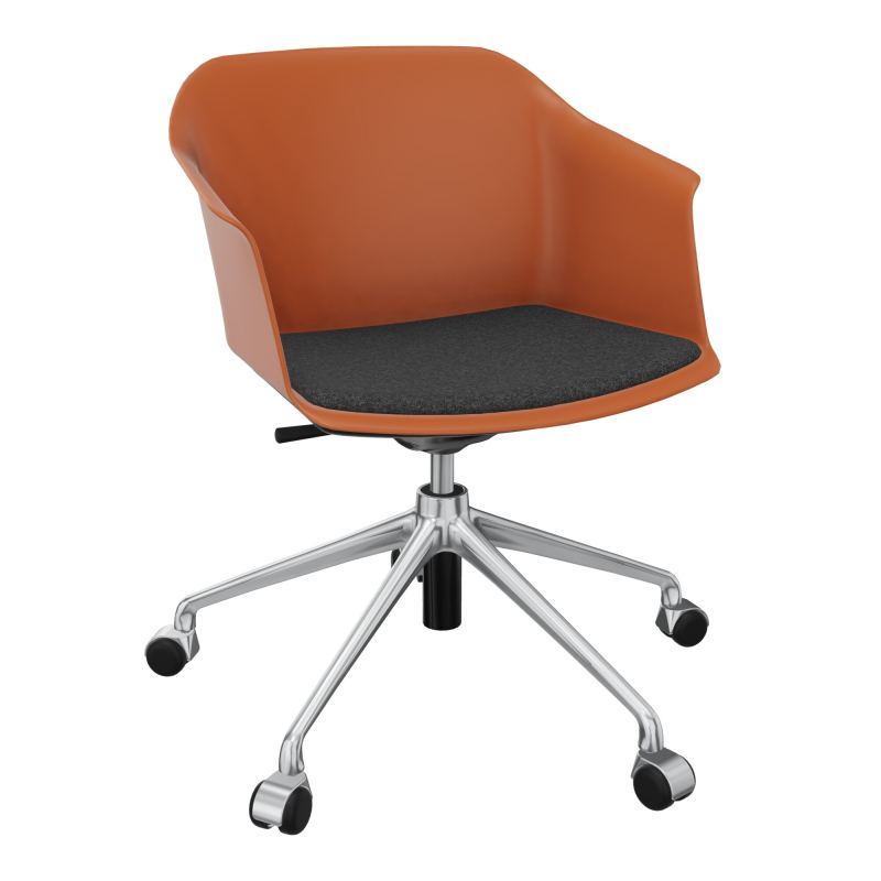 SCOTT FAUTEUIL+PLACET TISSU 5 BRANCHES ROULETTES COQUE POLYPRO O9 SQ DB
