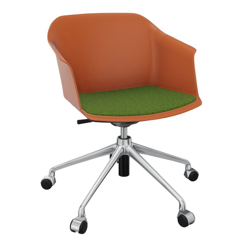 SCOTT FAUTEUIL+PLACET TISSU 5 BRANCHES ROULETTES COQUE POLYPRO O9 SQ DE
