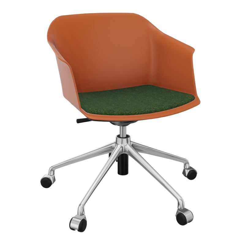 SCOTT FAUTEUIL+PLACET TISSU 5 BRANCHES ROULETTES COQUE POLYPRO O9 SQ DG