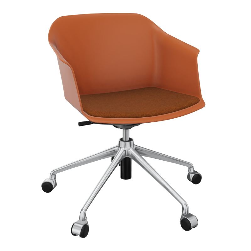 SCOTT FAUTEUIL+PLACET TISSU 5 BRANCHES ROULETTES COQUE POLYPRO O9 SQ DZ