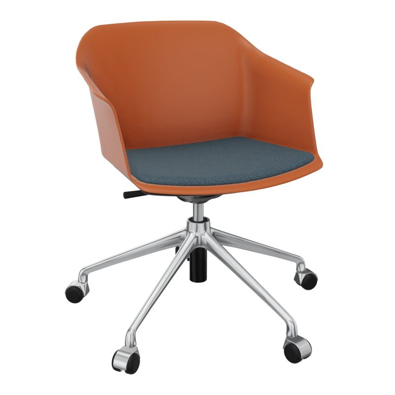 SCOTT FAUTEUIL+PLACET TISSU 5 BRANCHES ROULETTES COQUE POLYPRO O9 SQ KA