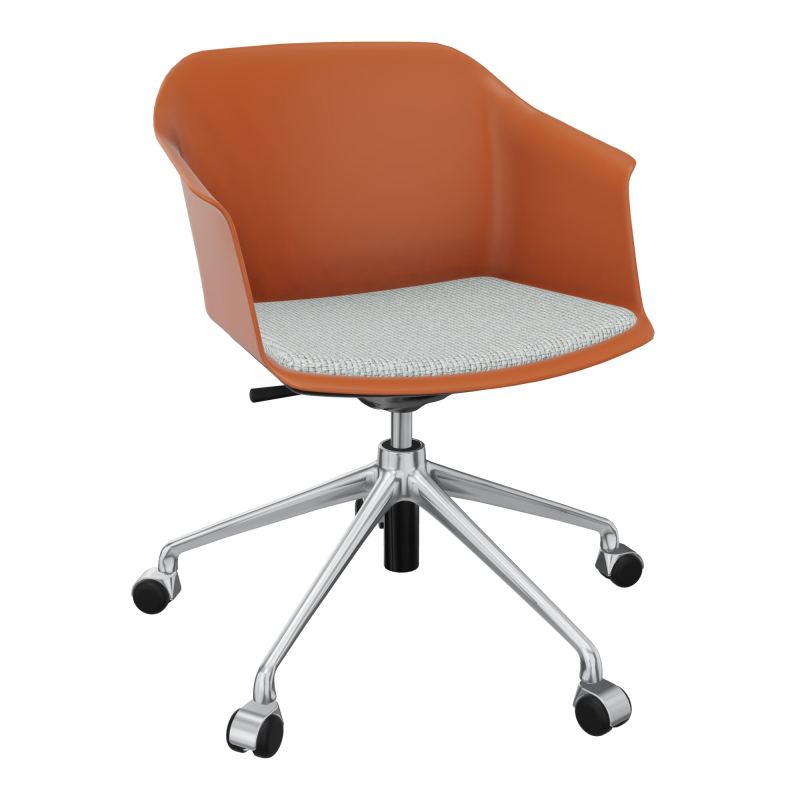 SCOTT FAUTEUIL+PLACET TISSU 5 BRANCHES ROULETTES COQUE POLYPRO    O9 SQ T8