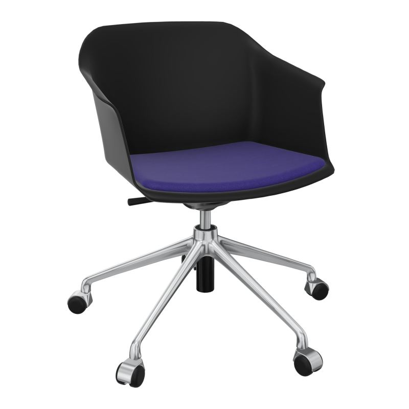 SCOTT FAUTEUIL+PLACET TISSU 5 BRANCHES ROULETTES COQUE POLYPRO OQ SQ A3