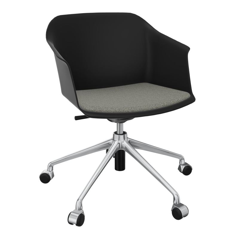 SCOTT FAUTEUIL+PLACET TISSU 5 BRANCHES ROULETTES COQUE POLYPRO OQ SQ B1