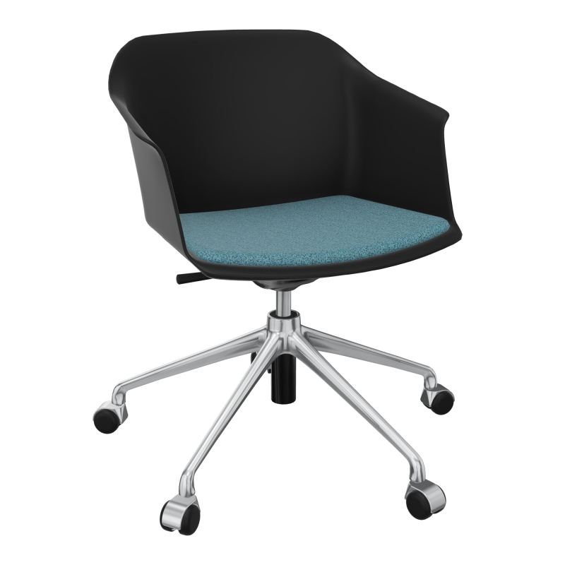 SCOTT FAUTEUIL+PLACET TISSU 5 BRANCHES ROULETTES COQUE POLYPRO OQ SQ B4