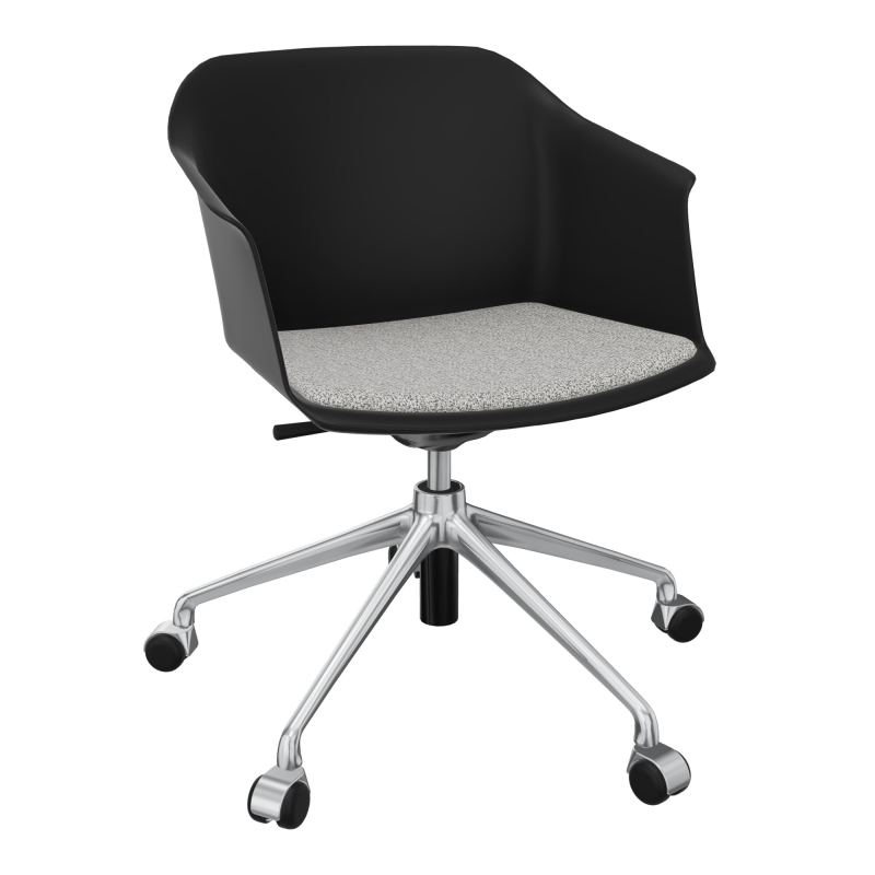SCOTT FAUTEUIL+PLACET TISSU 5 BRANCHES ROULETTES COQUE POLYPRO OQ SQ B5