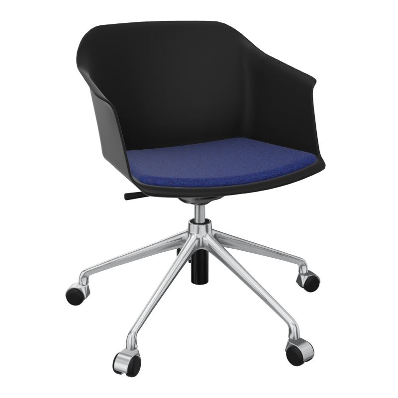 SCOTT FAUTEUIL+PLACET TISSU 5 BRANCHES ROULETTES COQUE POLYPRO OQ SQ B6