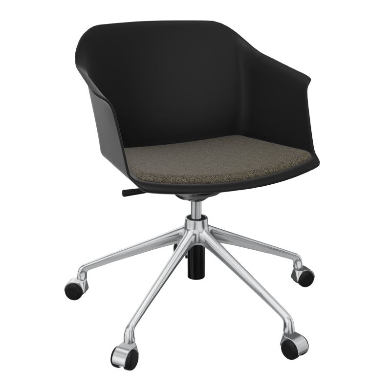 SCOTT FAUTEUIL+PLACET TISSU 5 BRANCHES ROULETTES COQUE POLYPRO OQ SQ B7