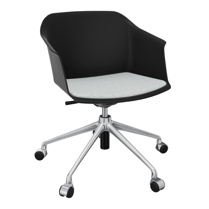 SCOTT FAUTEUIL+PLACET TISSU 5 BRANCHES ROULETTES COQUE POLYPRO OQ SQ BC