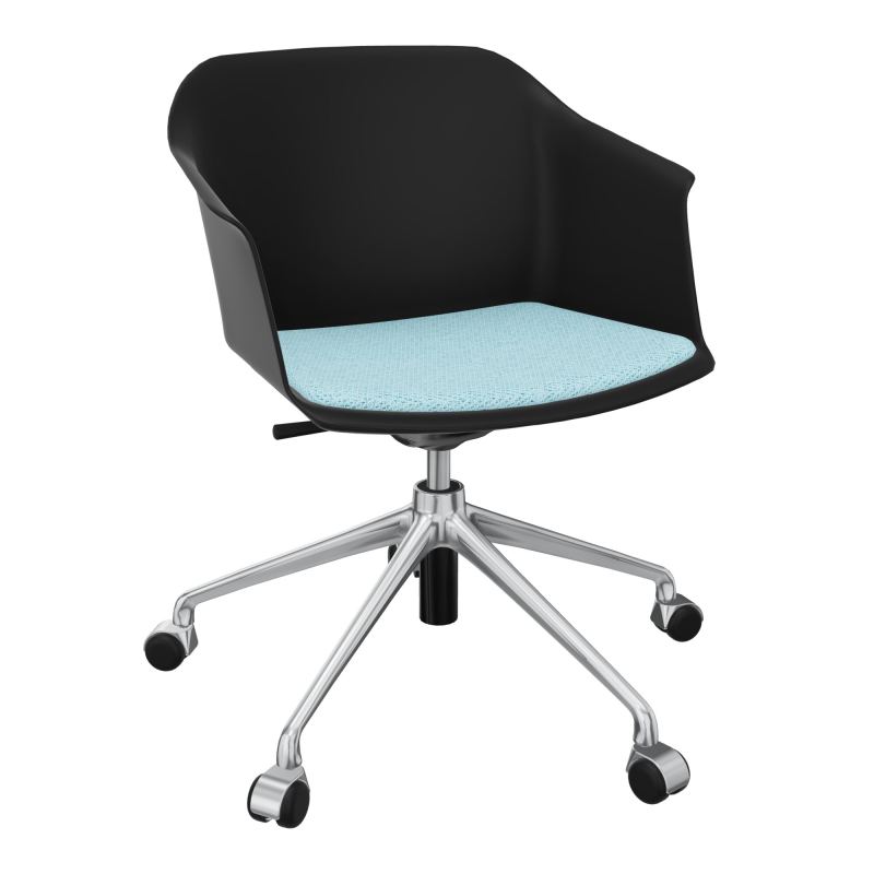 SCOTT FAUTEUIL+PLACET TISSU 5 BRANCHES ROULETTES COQUE POLYPRO OQ SQ BF