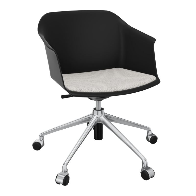 SCOTT FAUTEUIL+PLACET TISSU 5 BRANCHES ROULETTES COQUE POLYPRO OQ SQ BM