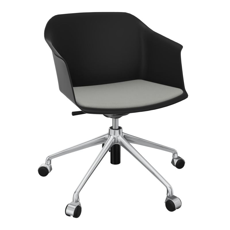 SCOTT FAUTEUIL+PLACET TISSU 5 BRANCHES ROULETTES COQUE POLYPRO OQ SQ CA