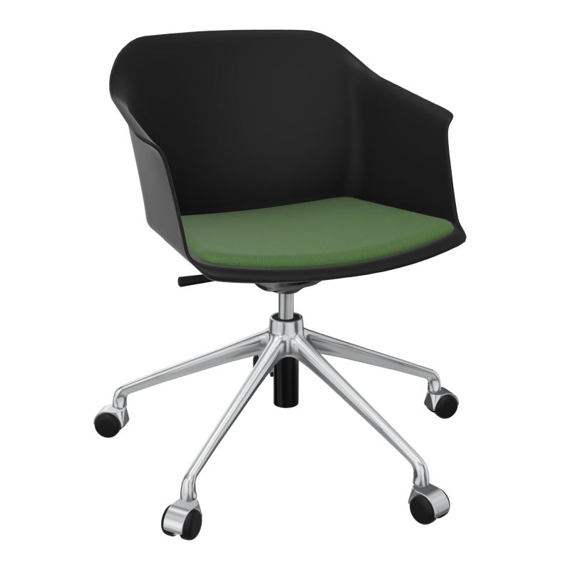 SCOTT FAUTEUIL+PLACET TISSU 5 BRANCHES ROULETTES COQUE POLYPRO OQ SQ CE
